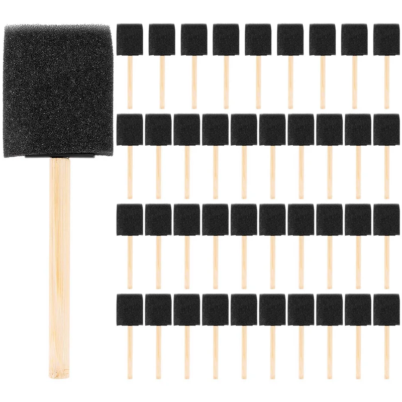 

AB35-2 Inch Foam Sponge Wood Handle Paint Brush Set (Value Pack Of 200) - Lightweight, Durable And Great For Acrylics