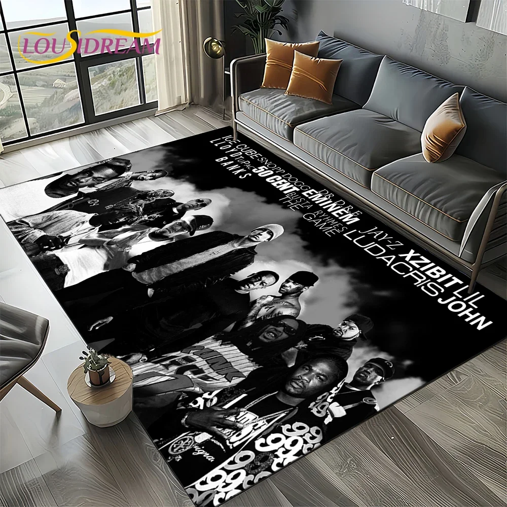 Rapper Eminem Tupac 2pac Hip-Hop Rap God Carpet Rug for Living Room Bedroom Home Sofa Decoration,Area Rug Non-slip Floor Mat