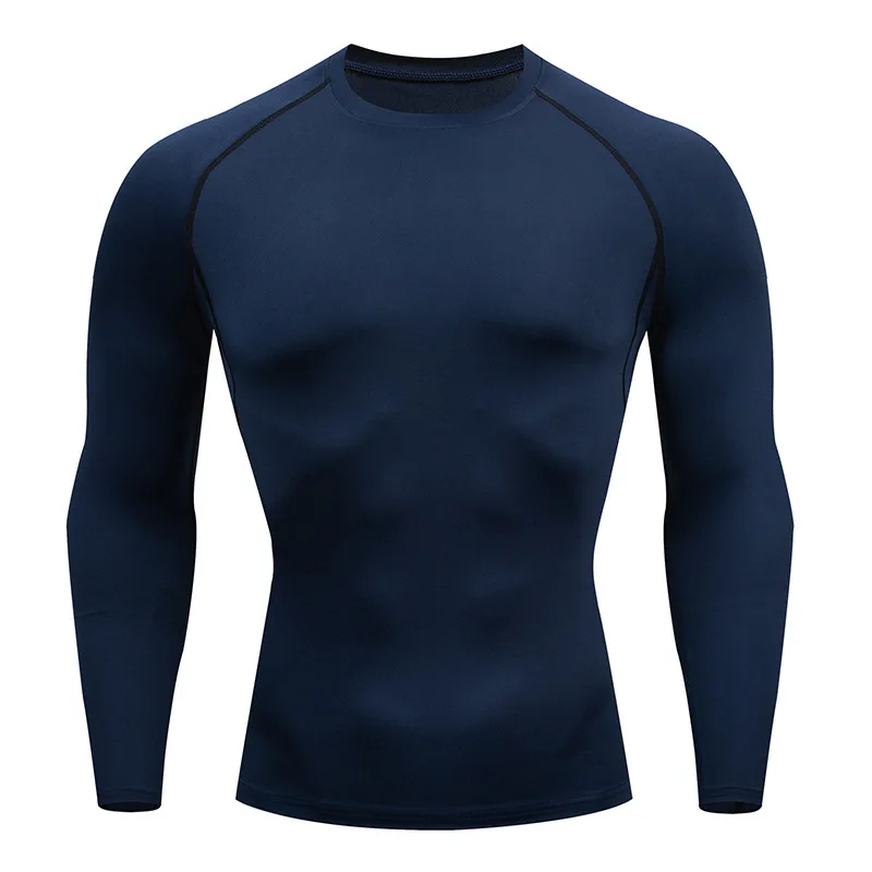 T-shirt de sport à manches longues pour homme, séchage rapide, compression, fitness, rashgard serré