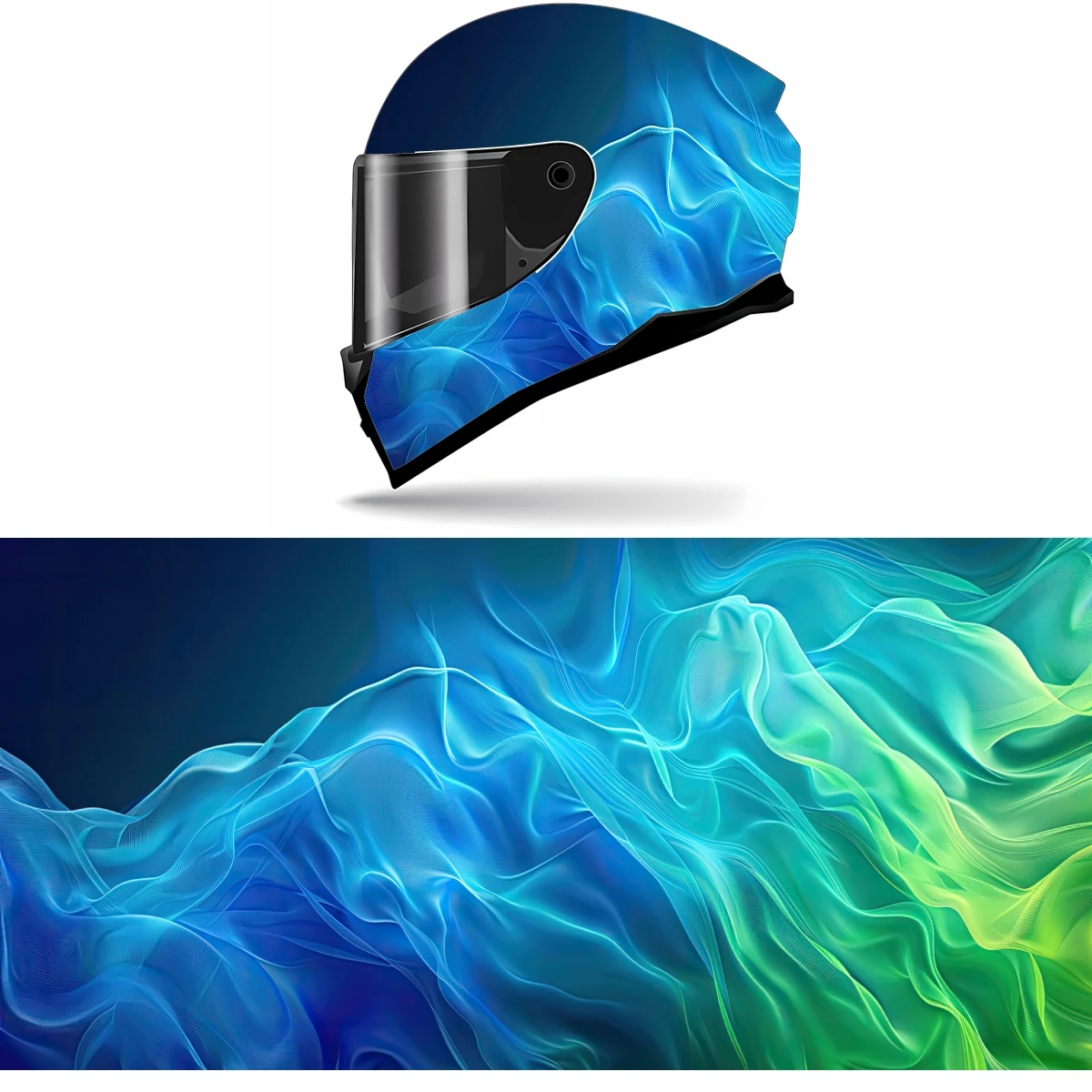 Abstract Smoke Swirls Full Helmet Wrap Sticker Motorcycle Helmet Racing Graphic Decal Vinyl Wrap Helmet Decor Sticker