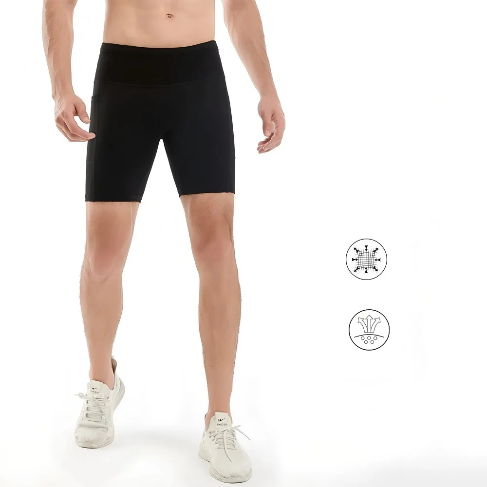 Summer New Men's 3.0 Multipocket Compression Shorts Quick Dry Marathon Running Jogging Cycling Fitness Exercise Tight Shorts