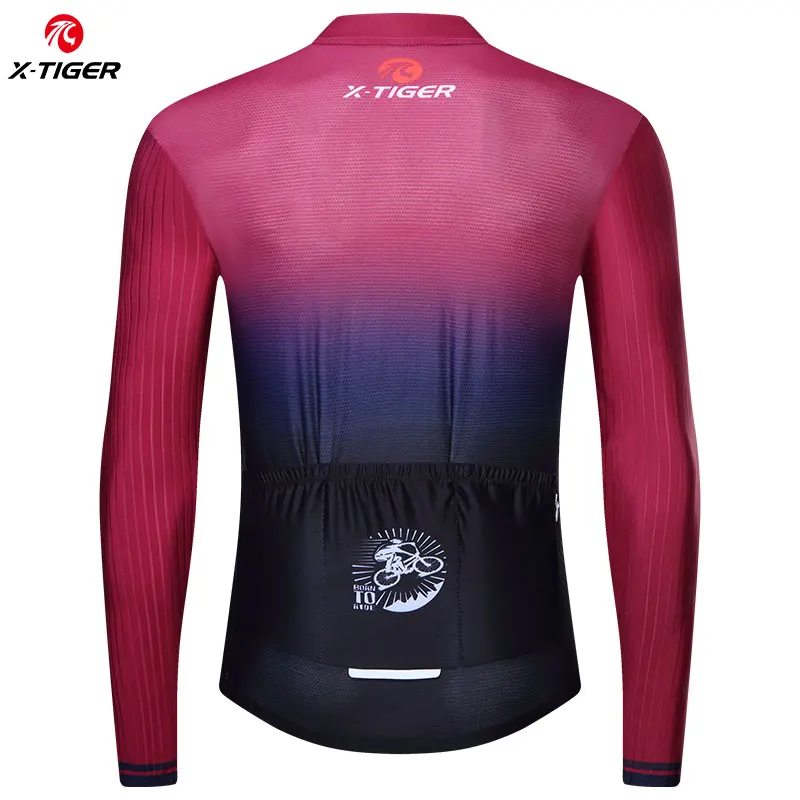 X-Tiger Man Cycling Jersey Pro Aero Slim Fit Breathable Long Sleeve Men's Cycling Clothing MTB Road Anti-UV Men's Cycling Shirt