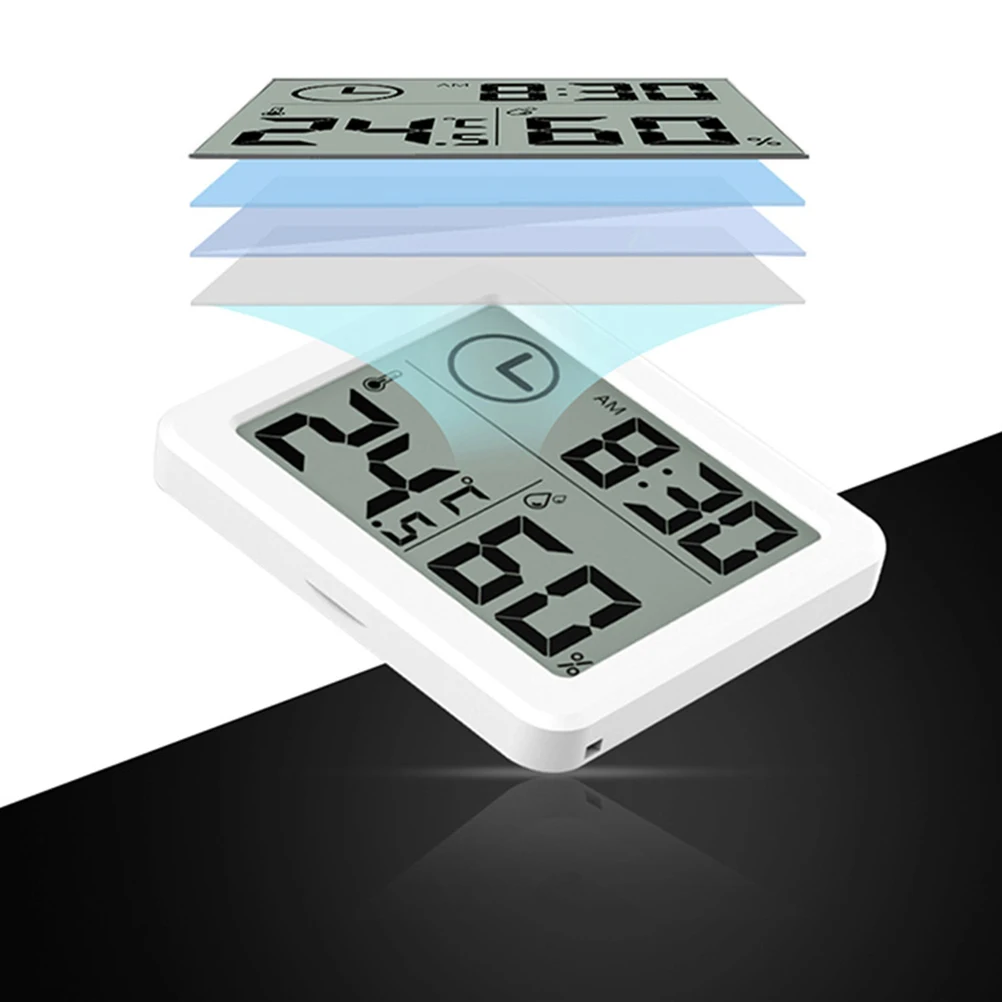 

2Pcs Ultra Thin Digital Indoor Thermometer Hygrometer With Time Display For Home Office Bedroom Living Room Baby Room