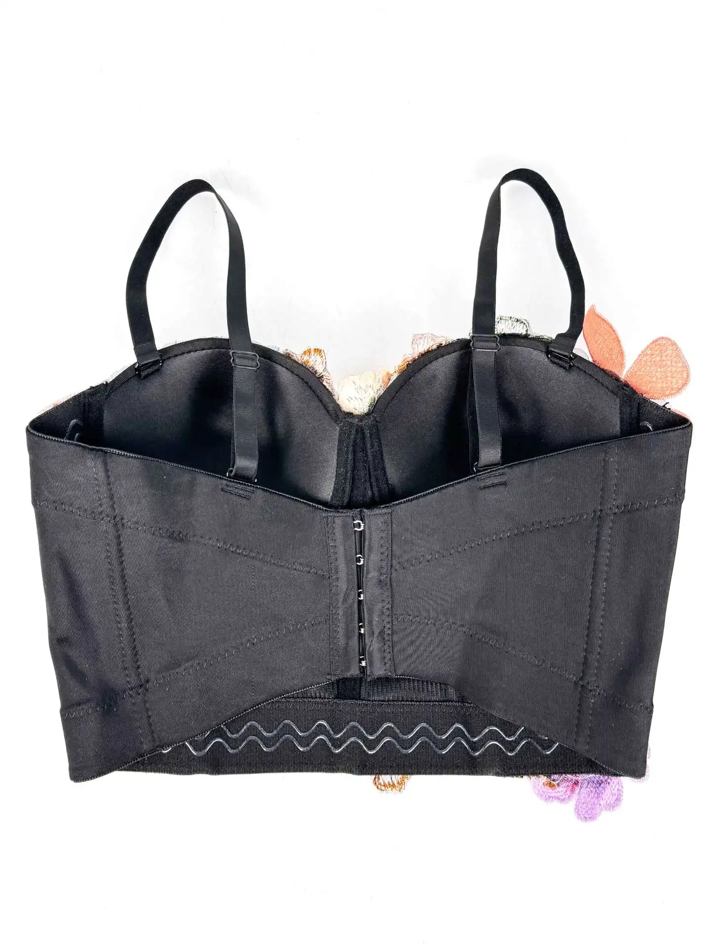 customized women's adult retro embroidered flower strapless top with high-end feel camisole vest breathable versatile bra fetish