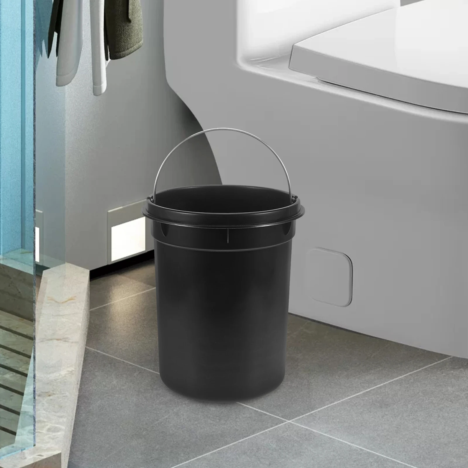 

Round Trash Can Inner Lid Garbage Container Household Plastic Simple Style Bedroom Bathroom Kitchen Office Home Use