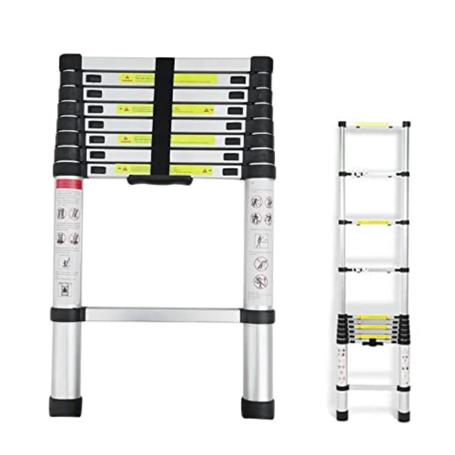 

Aluminum Telescoping Ladder 8.5ft 330lbs Max Load Lightweight Portable DIY Ladder for Home Office Folded Height 2.36ft Space Sa