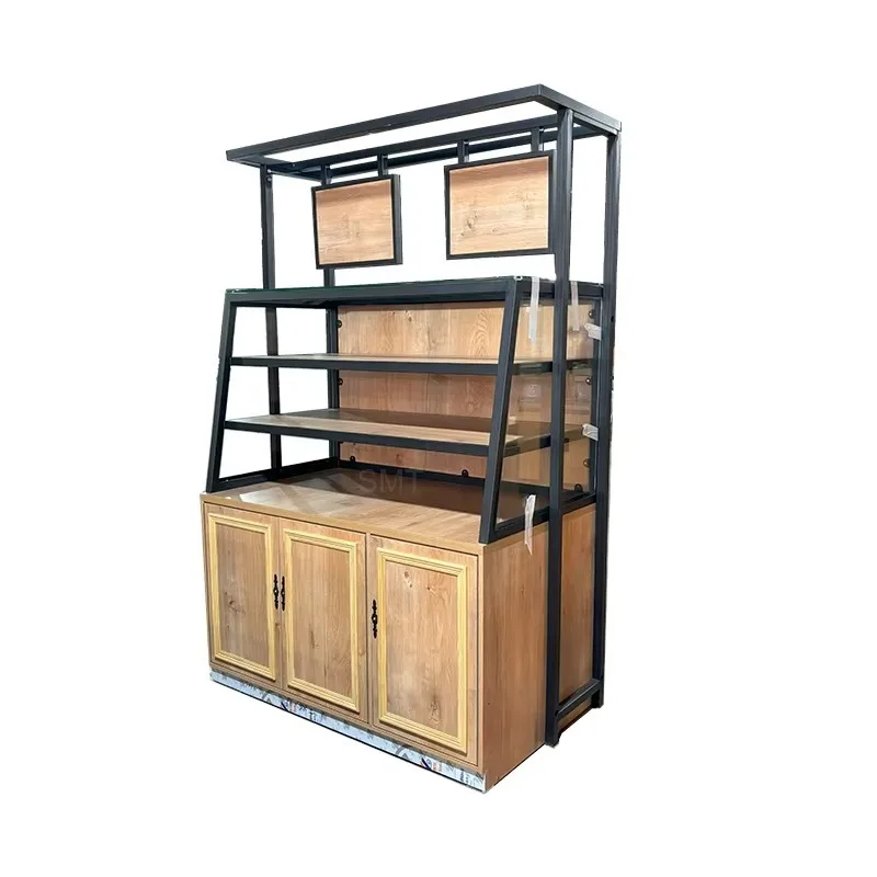 Custom bakery display fixtures, supermarket wooden bread display shelves