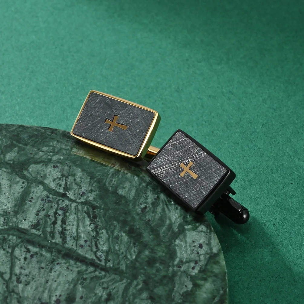 أزرار أكمام للرجال كروس، أزرار أكمام مربعة عالية الجودة من الفولاذ المقاوم للصدأ، ملحقات قميص بدلة مأدبة الزفاف