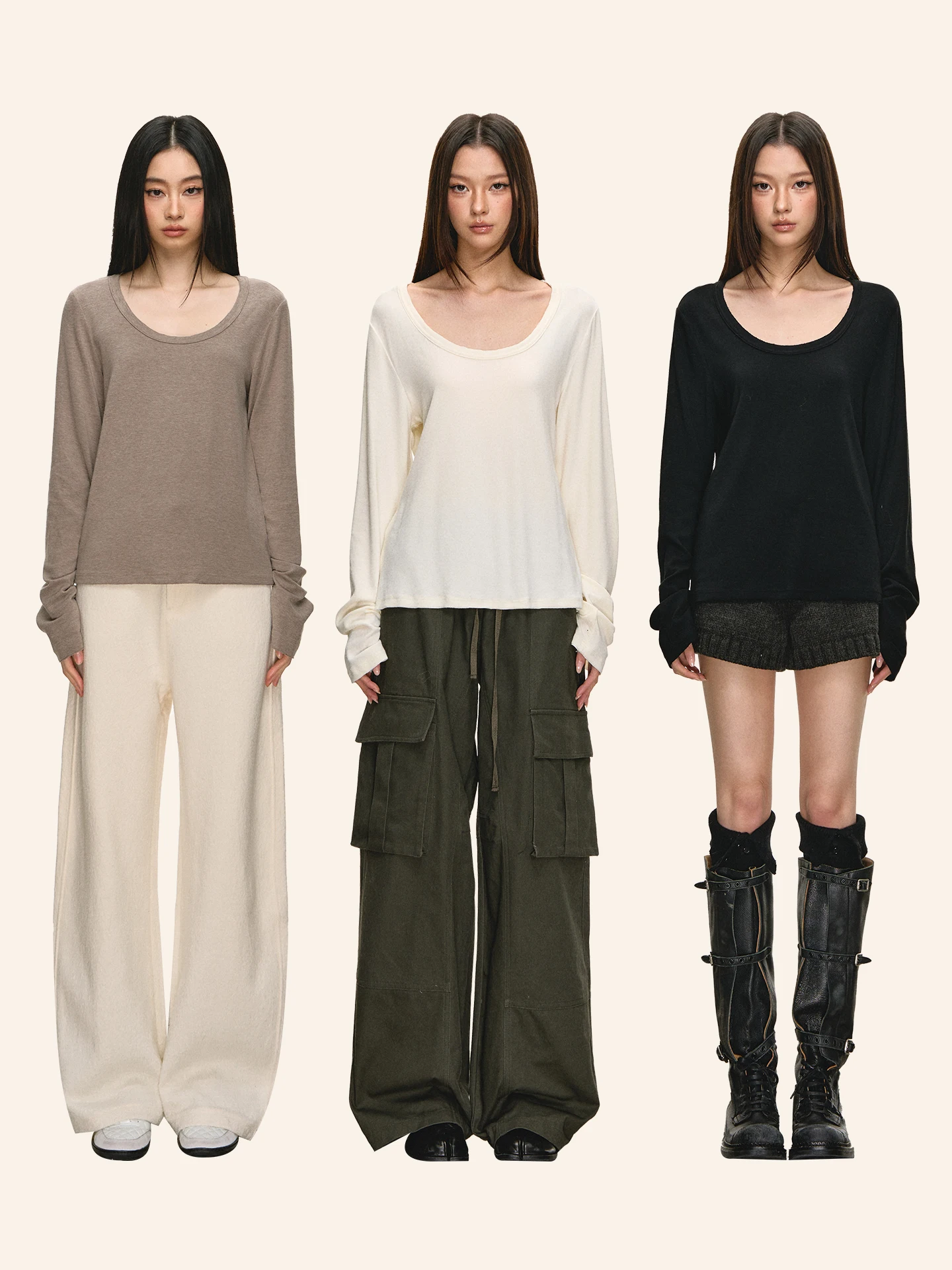 

Женская круглая футболка Anna Aneae Ne Loose Long Sve, весна-осень, новая внутренняя одежда, верхняя одежда, белая повседневная мода