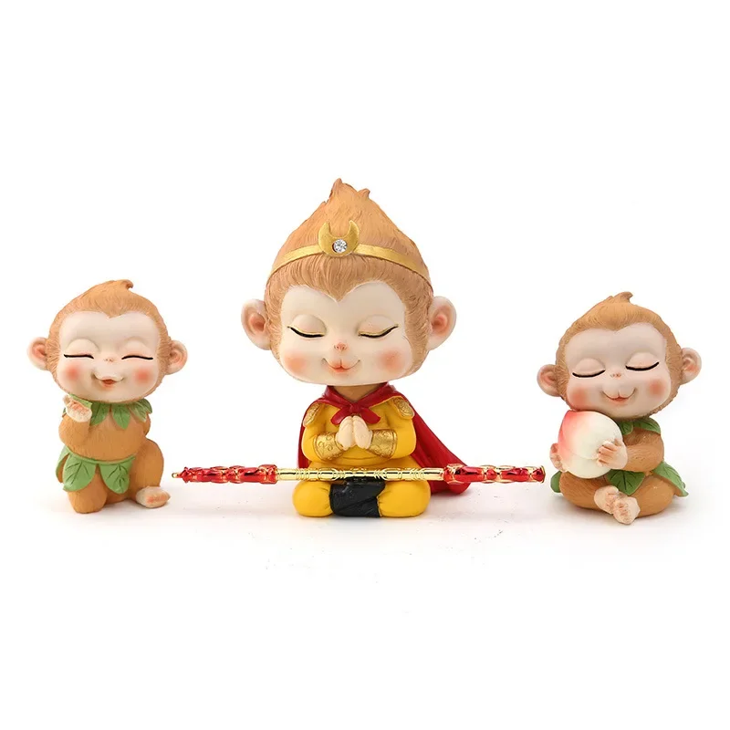 Qi Tian Da Sheng Sun Wukong Cartoon Car Decoration New Car Toy Golden Hoop Stick Monkey Resin Decoration