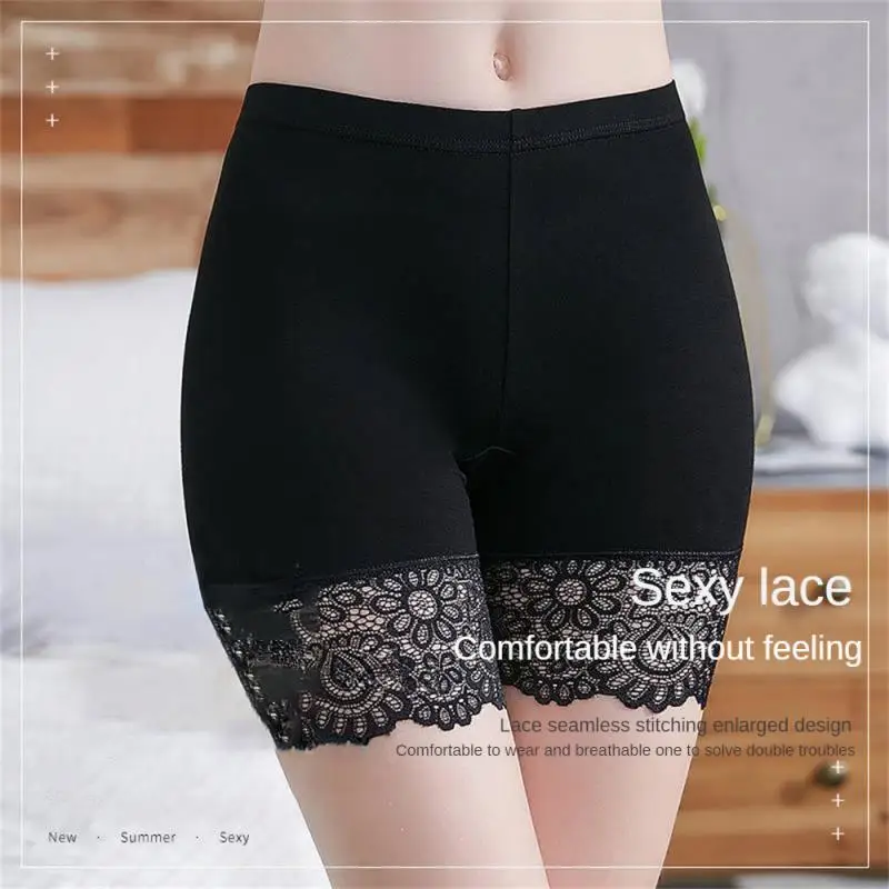 Women's Thin Insurance Pants Sportswear Products Modal Safety Pants Anti-light Summer Lace Large Size Three-point Leggings