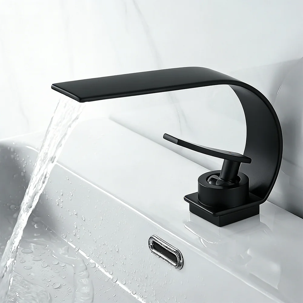 

Waterfall C-shaped Curved Moon-shaped Curved Cold and Hot Water Faucet Washbasin Creative Bathroom Toilet Washbasin