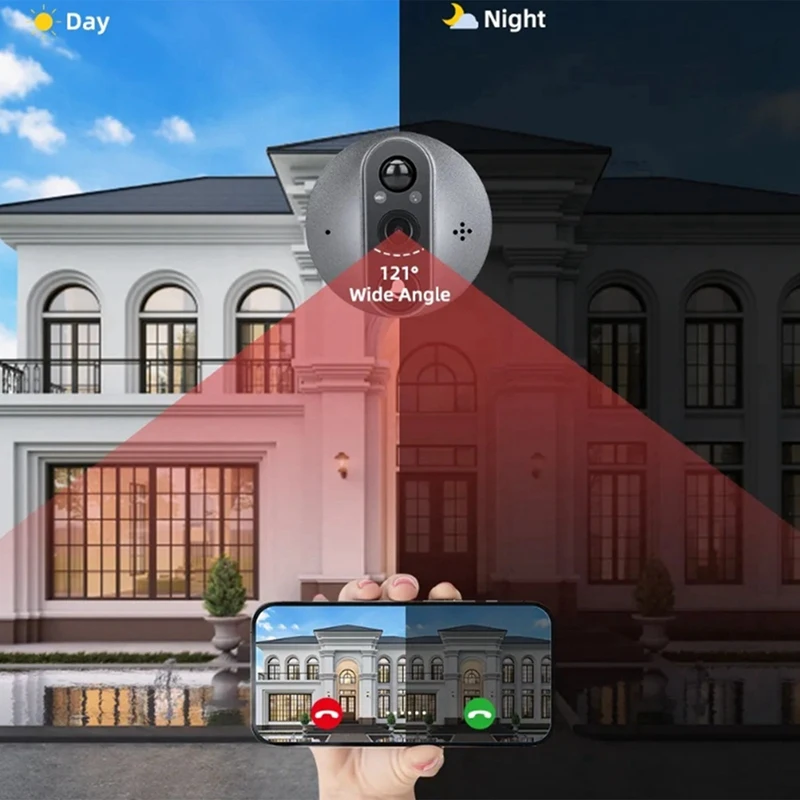 Новый цифровой дверной глазок Tuya для умного дома 1080P 120г °   Камера дверного звонка с широким углом обзора, Wi-Fi, ИК-обзор ночного видения, дверной звонок