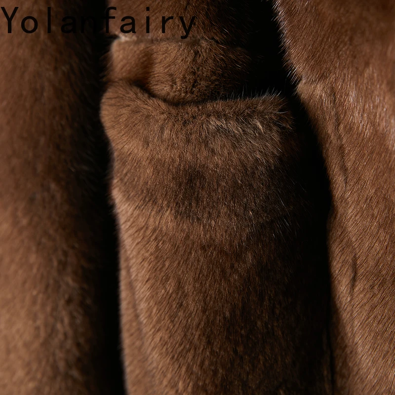 เสื้อโค้ทขนสัตว์แท้ YOLANFAIRY สำหรับผู้หญิง แฟชั่นฤดูหนาว เสื้อแจ็คเก็ตขนสัตว์สำหรับขี่มอเตอร์ไซค์ เสื้อโค้ทขนมิงค์แท้คุณภาพสูง เสื้อผ้าผู้หญิง Chaquetas