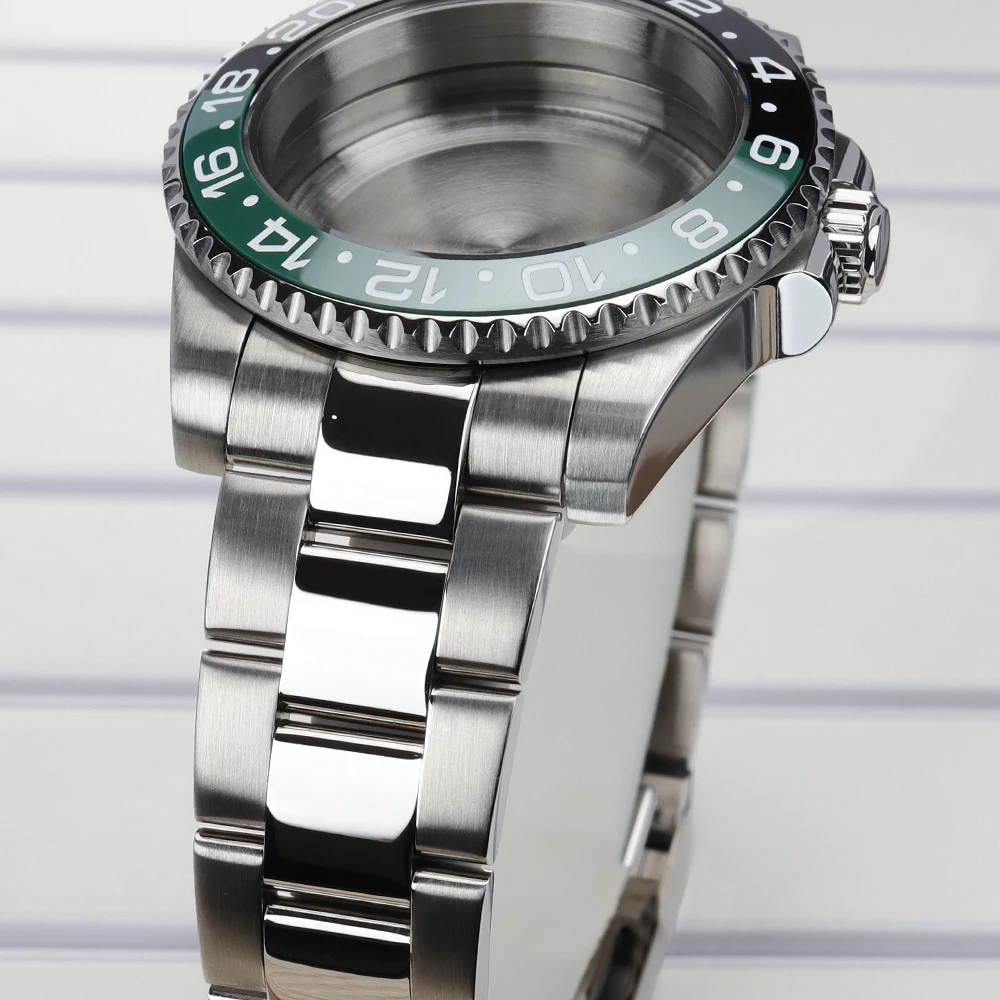 40mm NH35 Gehäuse Hochwertiger Saphirglas für GMT SUB NH34 NH35 NH36 Miyota8215 ETA2824 Uhrwerk Poliertes Oyster-Armband Uhrengehäuse DIY – Detail 6