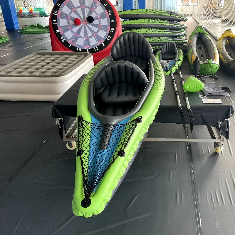 Kayak Inflable Plegable de PVC 68307 K2 para 2 Personas, Bote Profesional para Pesca y Remo con Remo para Deportes Acuáticos