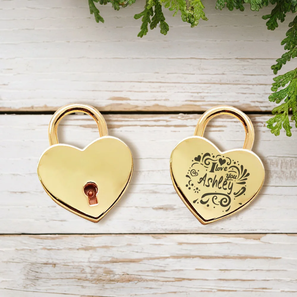 1PC Colorful Personalized Text Engrave Padlock Valentines Anniversary Day Gifts