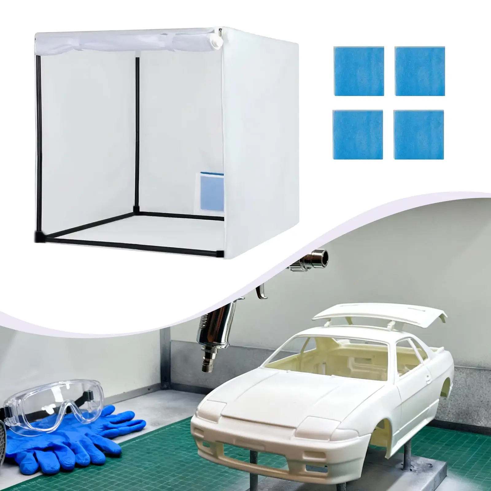 Paint Booth, Paint Tent for Tools, Professional, with Curtain, Spray Tent for Art, DIY Projects, Models