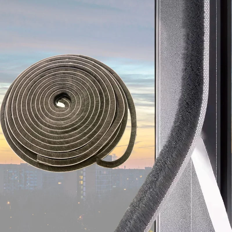 Brush Weather Stripping Door Seal,33FT Self-Adhesive Pile Strip Window Frames,Weatherstrip Soundproof,Windproo
