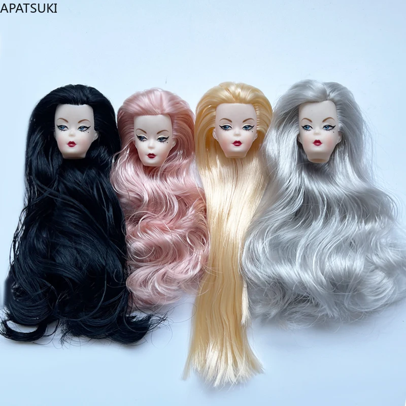 Blue Eye Wavy Curls Hair Doll Head for 11.5