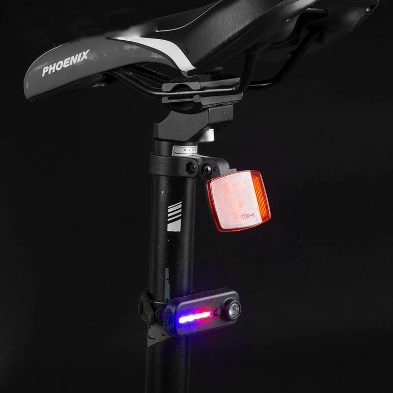 Luz LED roja y azul para hombro, linterna de policía con Clip, recargable por USB tipo C, luz trasera para bicicleta, lámpara para casco, llavero