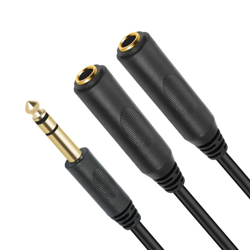 Y2GD Durability 6.35mm Stereo Splitter, 1/4inch TRS Stereo Splitter Y Cable with Metal Conductors for Enhances Sound Claritys