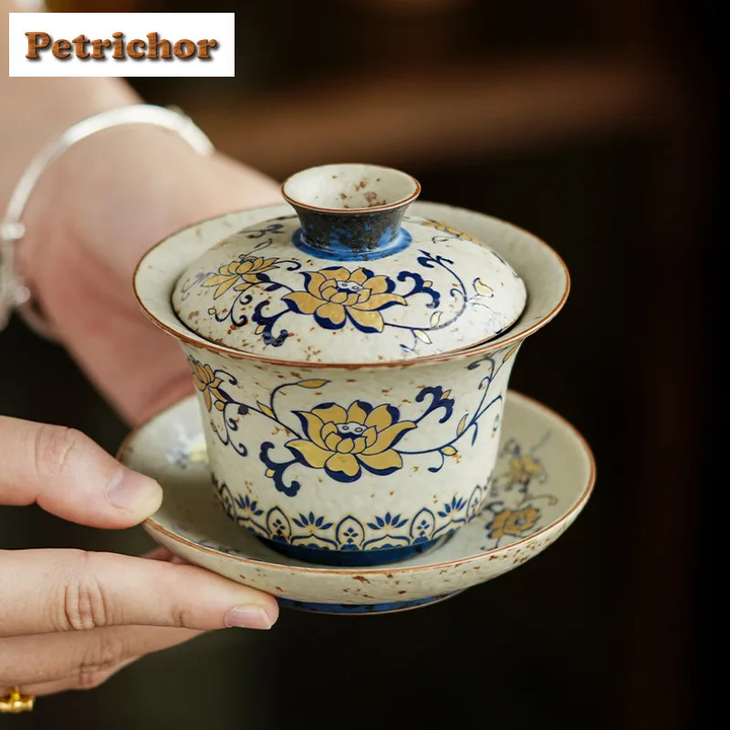 

150ml Intertwine Branch Lotus Gaiwan Japanese Tea Tureen Tea Bowl With Lid Kit Tea Making Cover Bowl Tea Ceremony Ornaments Gift