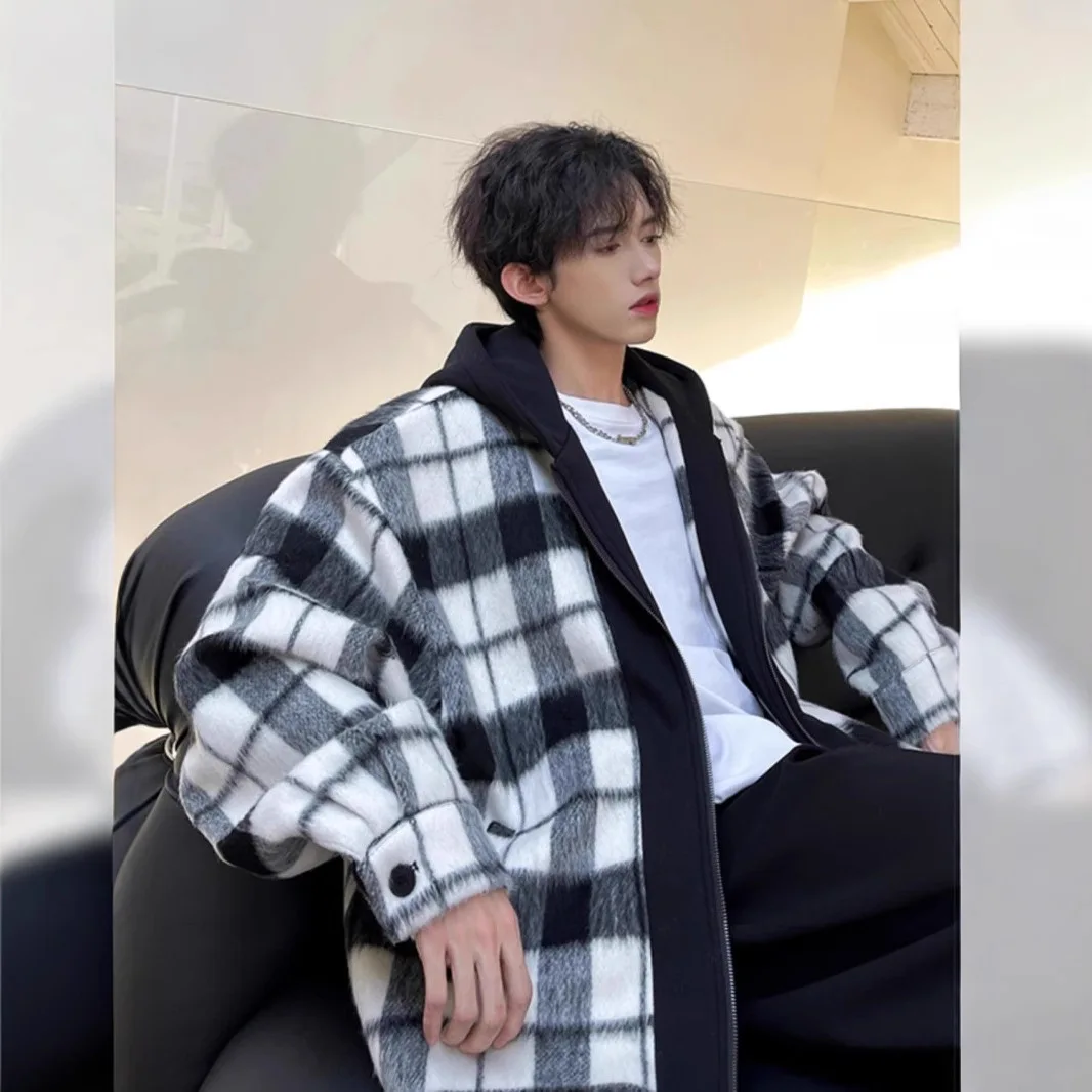 

Wool Blend Man Coat Mans American Sporty Urban Lightweight All Season Versatile Fresh Cozy Trendy Young Basic Moda Easy Decorate