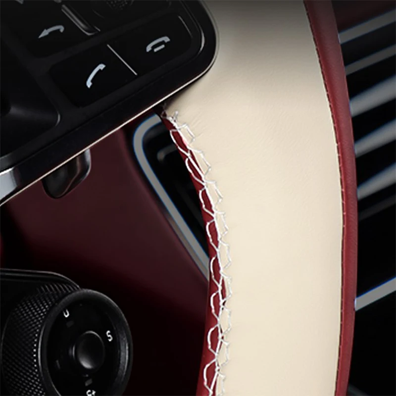 Customized Hand Sewing Braid Car Steering Wheel Cover for Porsche 718 911 Cayenne Macan Panamera Genuine Leather Car Accessories