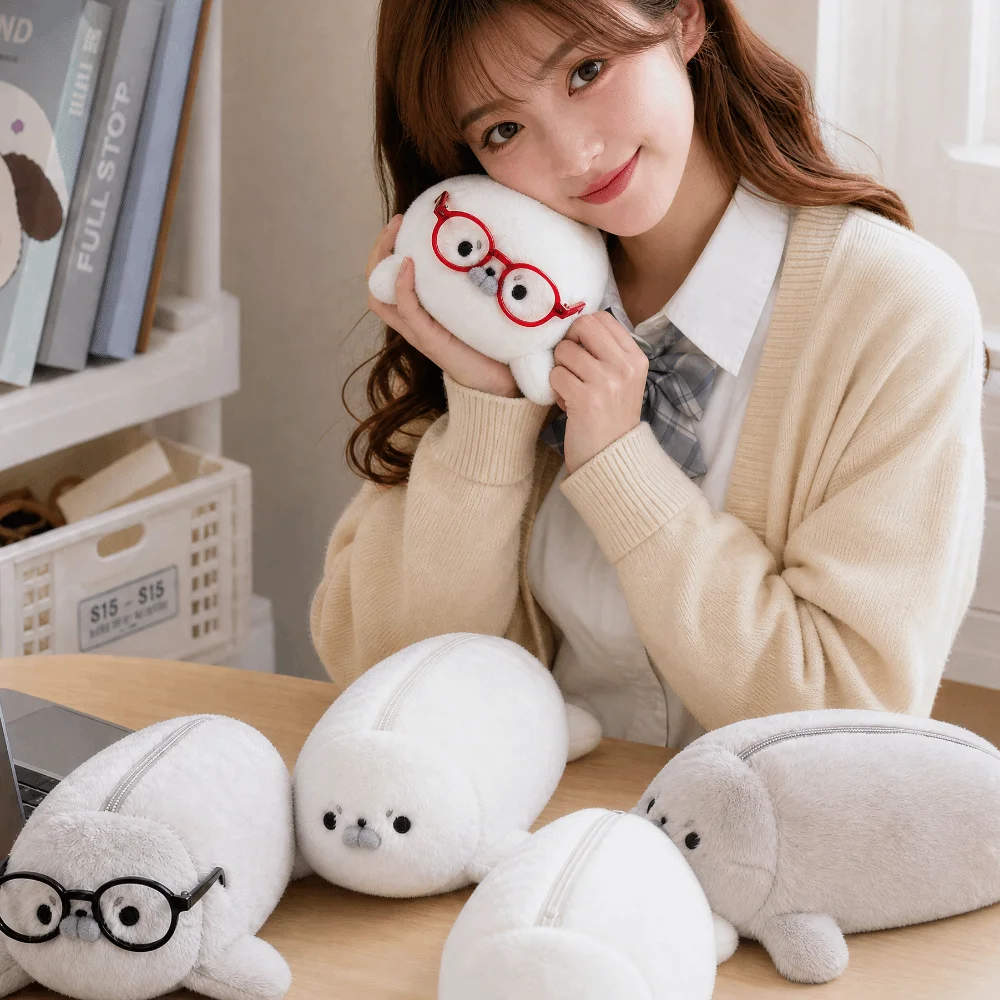 Large Capacity Little Seal Pencil Case Animal Simulation Texture Seal Pen Pouch Kawaii Style Exquisite Stationery Storage Bag