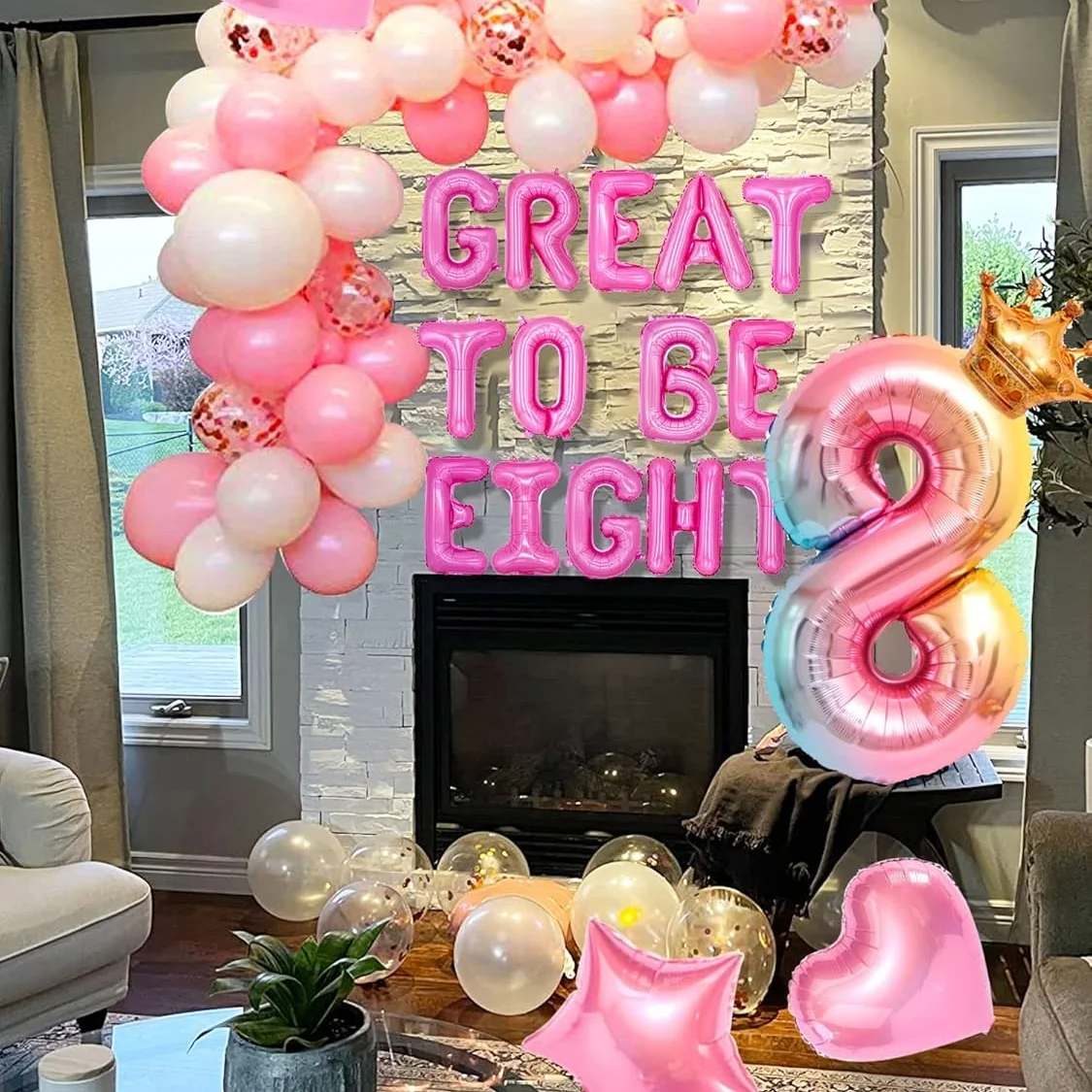 Laventy 42 Pcs Geweldig Om Acht Verjaardagsdecoratie Meisjes Acht Is Geweldige Verjaardagsballonnen 8 Jaar Oude Verjaardagsdecoratie