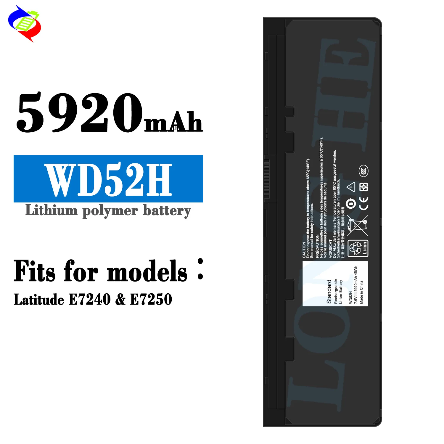 WD52H 7.4V 45Wh Laptop Battery for Dell Latitude 12 7000 E7240 E7250 E7270 Series VFV59 HJ8KP F3G33 GD076 J31N7 0KKHY1
