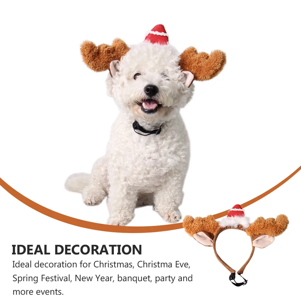 

1Pcs Christmas Pet Headband Reindeer Antlers Comfortable Adjustable Dog Cat Holiday Party Headwear Christmas Pet Headband