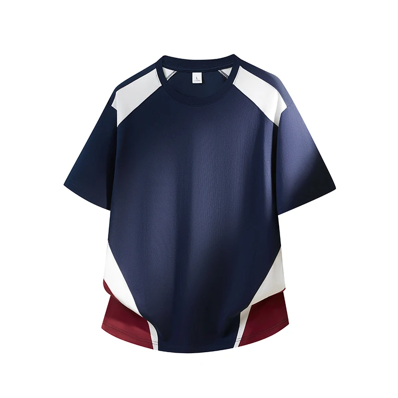 

T Shirt For Man New Loose Oversized Color Block Raglan Sleeve Short Sleeve American Style Trendy Versatile Top