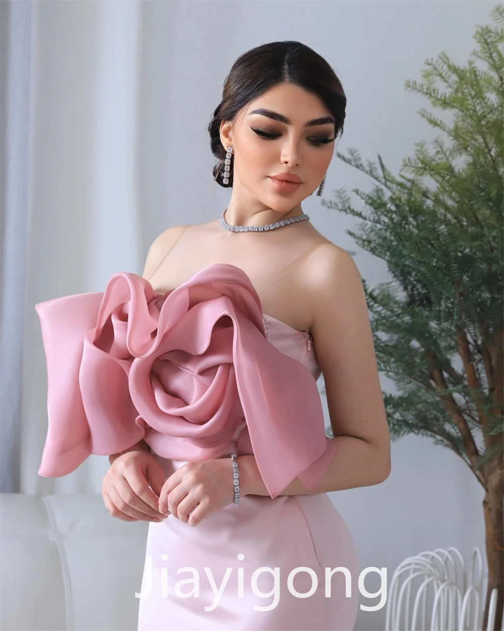 Customized Jiayigong Prom Exquisite Fashion Strapless GownProm es Flower Anke Length S Custom