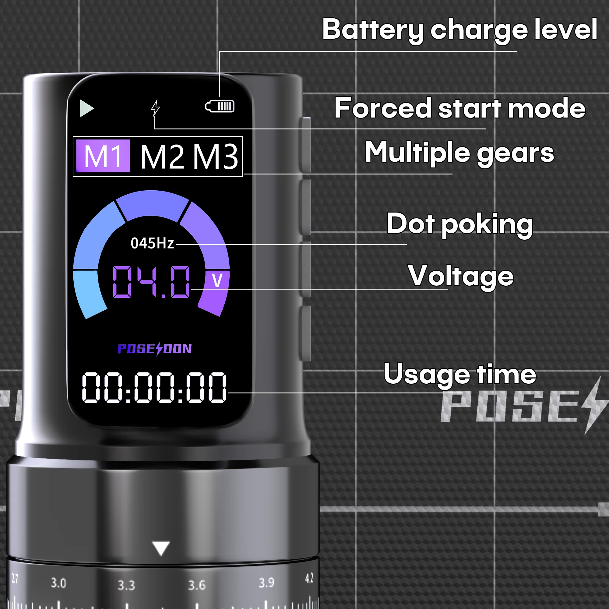 مجموعة أقلام الوشم الاحترافية من POSEIDON لمجموعة أدوات الوشم للمكياج الدائم، مجموعة أدوات الوشم اللاسلكية لإمداد الطاقة #6