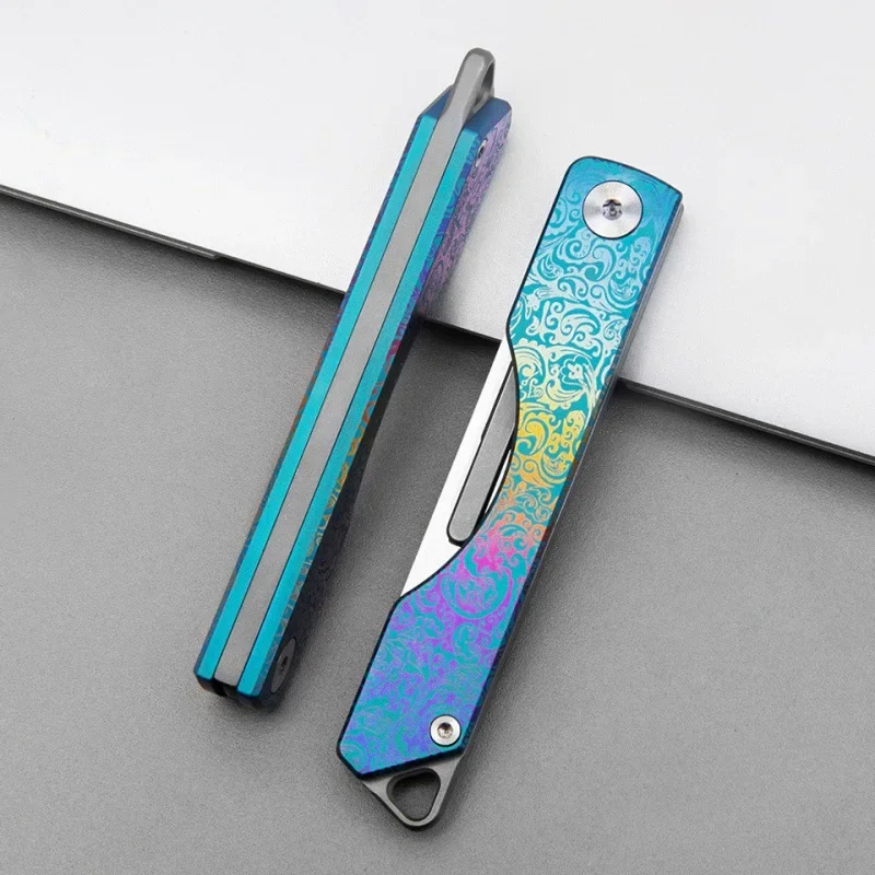 Colorful Titanium Alloy Scalpel Detachable Blade Keychain Pocket Folding Knife Outdoor Survival Camping EDC Cutting And Carving