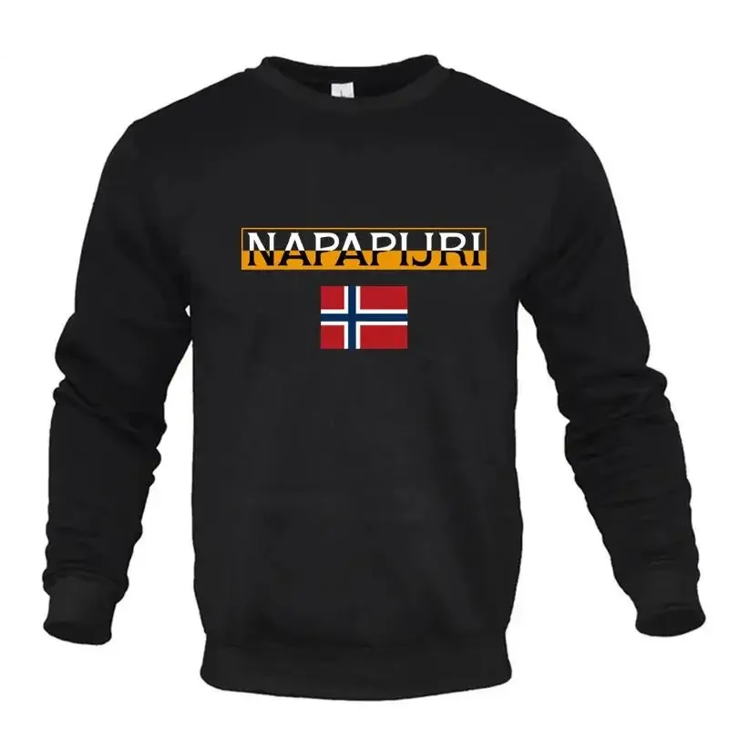 Men's and Women's Classic Retro Fashion Round Neck Sweatshirt NAPAPIJRI Printed Sportswear Autumn and Winter Warm Casual Tops