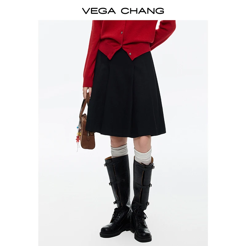 กระโปรงผู้หญิงฤดูหนาวใหม่ของเวก้า ชางกระโปรงสั้นทรงเอสไตล์เกาหลีที่เรียบง่ายและสง่างาม