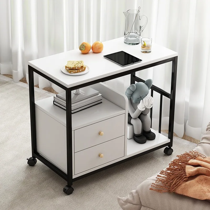 Side few living room mobile side cabinet with wheels small tea table  cabinet sofa