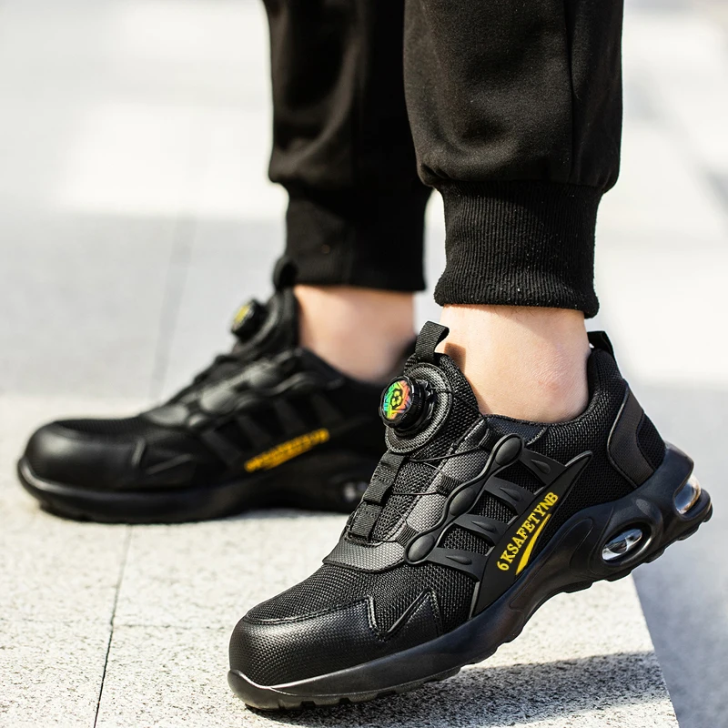 Rotating Button Puncture-proof Protective Shoes Work Boots Steel Toe Shoes Safety Shoes Men Work Sneakers Indestructible Shoes