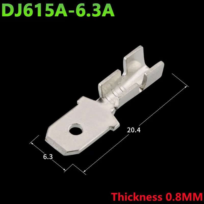 

50/100pcs 6.3 H62 brass Tinned Male Crimp terminal DJ615A-6.3A Car Wire terminal Automotive Connector
