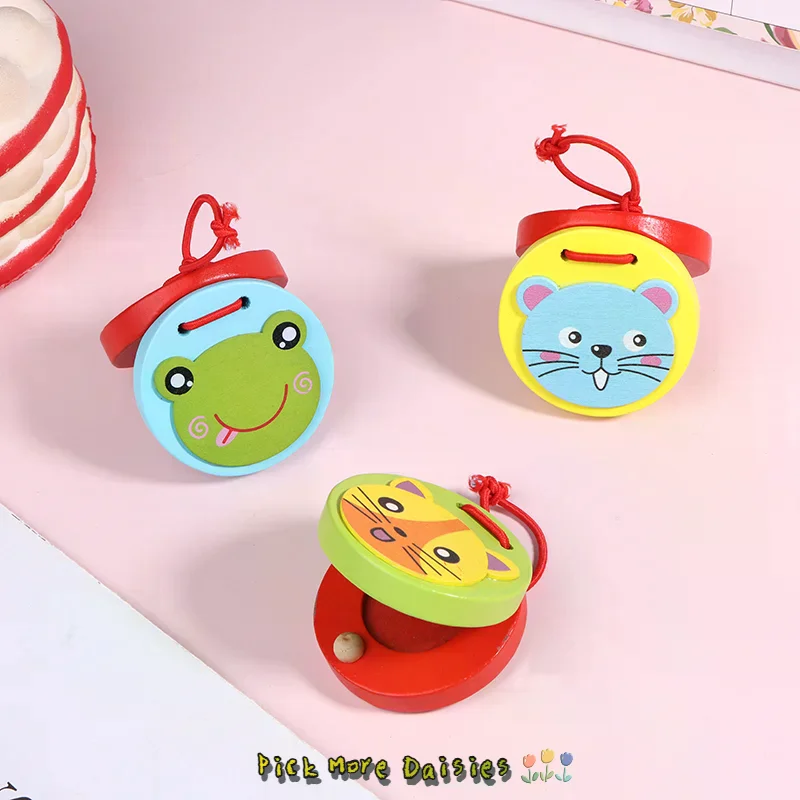 1Pc Kinder Cartoon Holz Krokodil/Runde Kastagnetten Musik Instrumente Baby Klöppel Griff Musical Instruments Pädagogisches Spielzeug