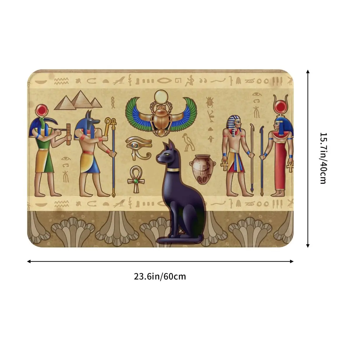 Egyptian Pharaonic Ancient Egypt God Cat Anubis Doormat Carpet Rug Kitchen Entrance Home Floor Mat for Bathroom Footpad Mats