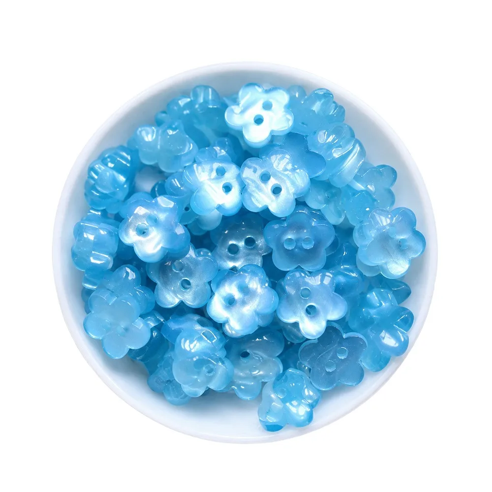 50pcs Plastic Material Three-Dimensional Flower Buttons 50pcs Pack Hollow Out Design Plum Blossom Buttons Mini Size