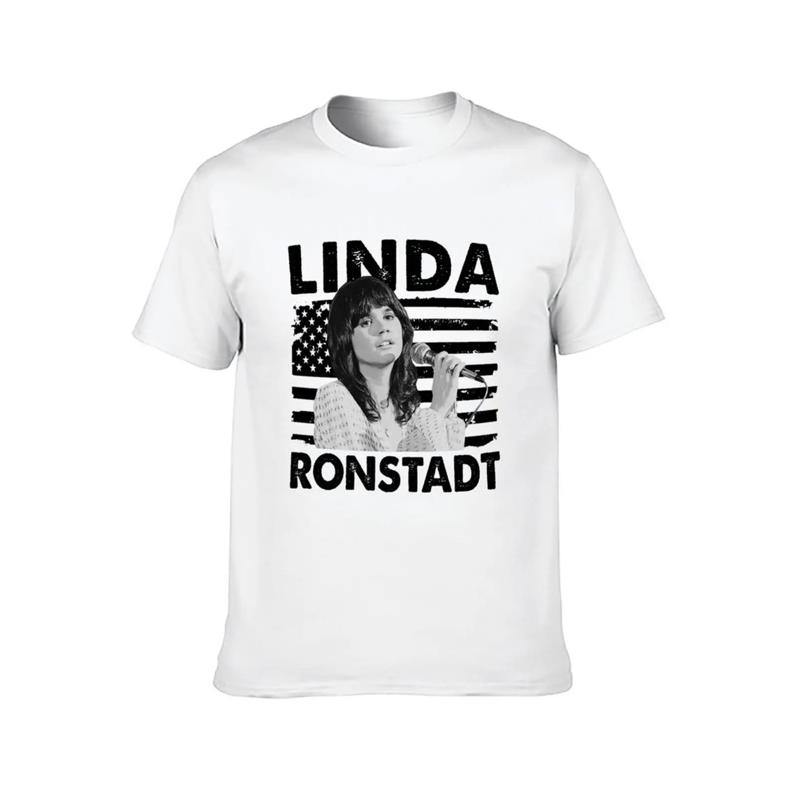 Retro American Flag Linda Ronstadt Music Gift T-Shirt black cotton t-shirt plain for man package T-Shirt