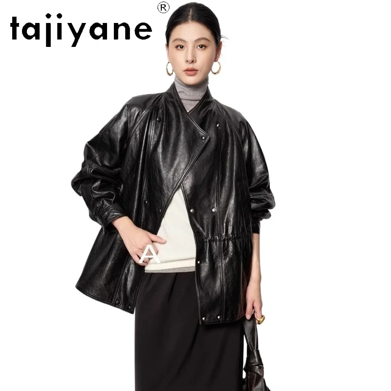 TAJIYANE オイルワックス加工シープスキンジャケット レディース スタイリッシュ ミドル丈コート 本革ジャケット 高品質 秋服 2025 шуба