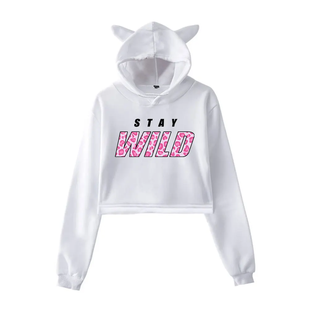 Ben Azelart Stay Wild Hoodie Vintage 90s Streetwear Merch Hoodies Sports Sweatshirts for Girls Cat Ear Crop Fashion Pullover