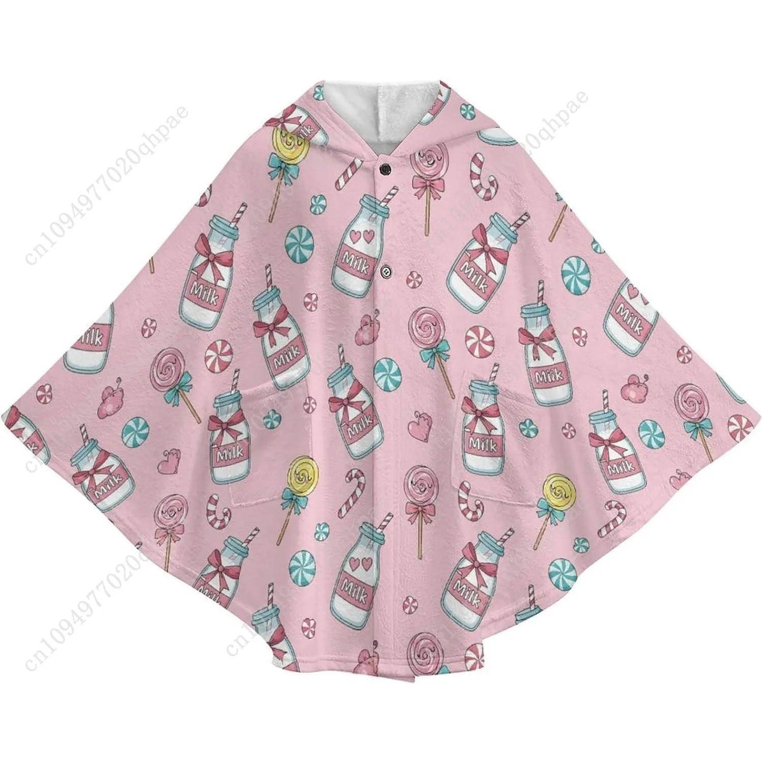 Уютный фланелевой свитер-одеяло, молочные бутылки, конфеты, большая толстовка с карманами для детей и подростков