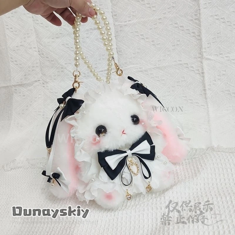 الأصلي لوليتا Kawaii أرنب Crossbody 1.1 سنتيمتر سلسلة أرنب حزام حقيبة 2 StylesBag ل هدية عيد ميلاد لوليتا رائعة دمية اللؤلؤ